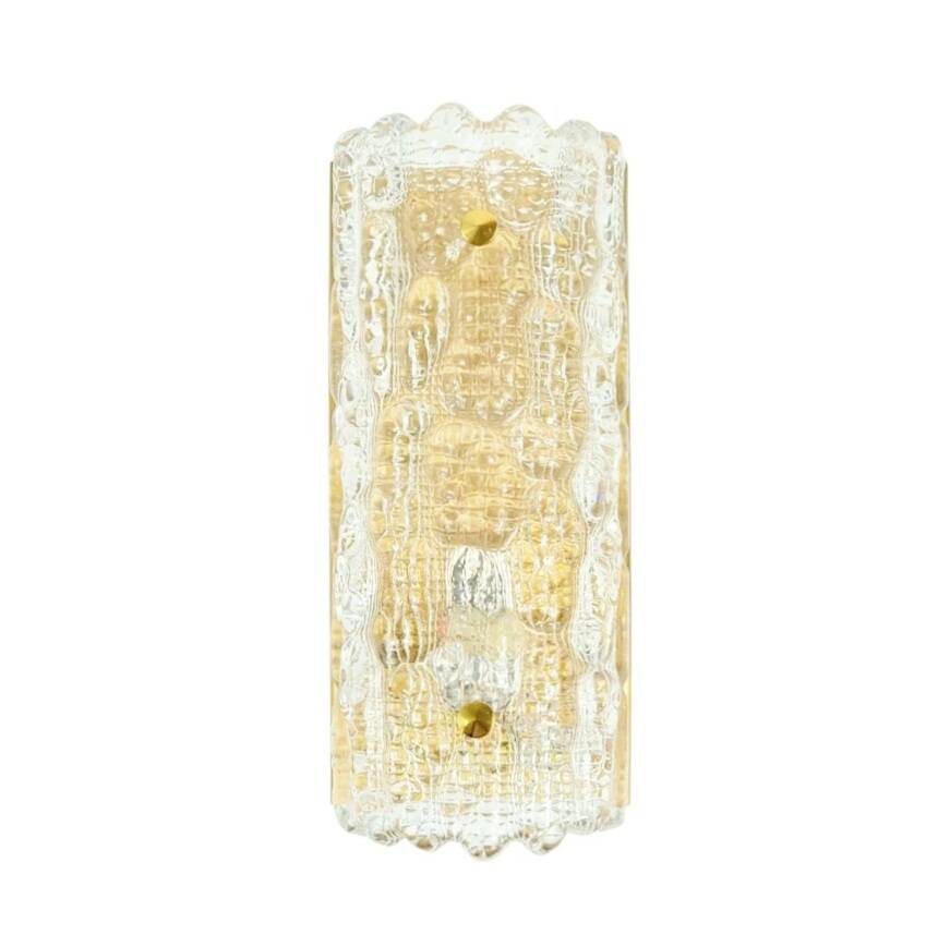 Scandinavian Glass & Brass Wall Lamp by Carl Fagerlund for Orrefors, 1960s