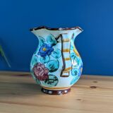 Handled vase with multicolored floral decoration, Cerart Monaco, numbered 12.5cm