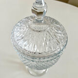 Bonbonnière en verre sur pied avec couvercle