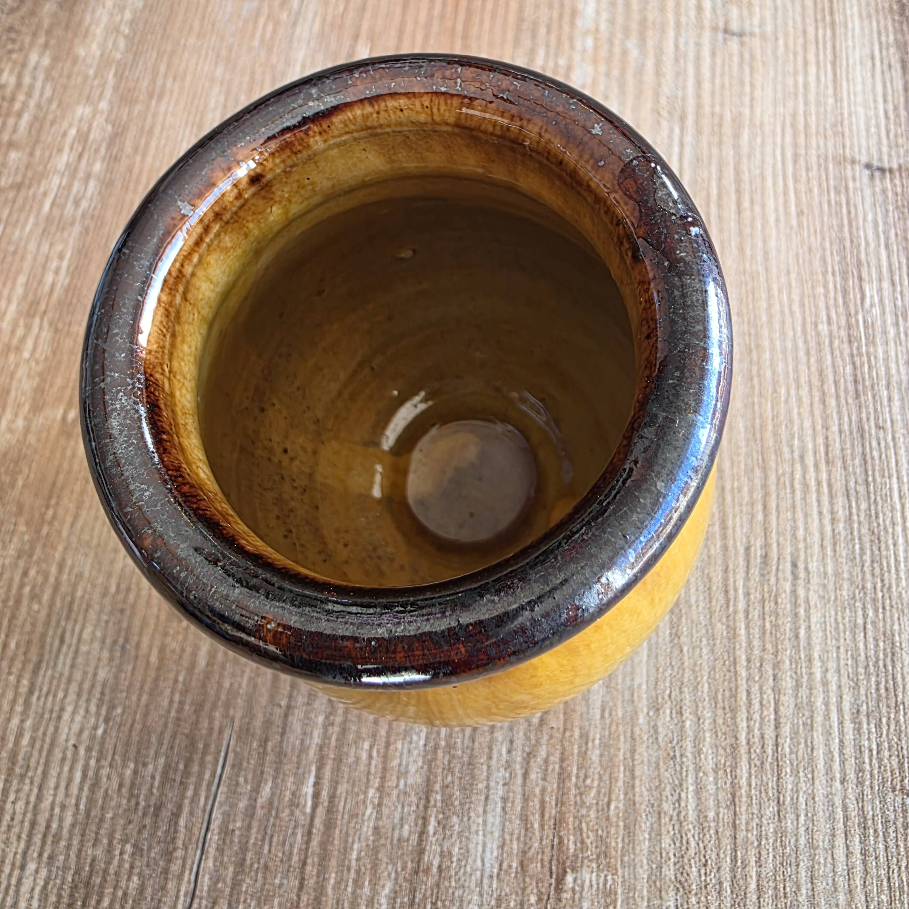 Vintage Ceramic Vase Old Biot - Honey & Chocolate Glaze - Signed