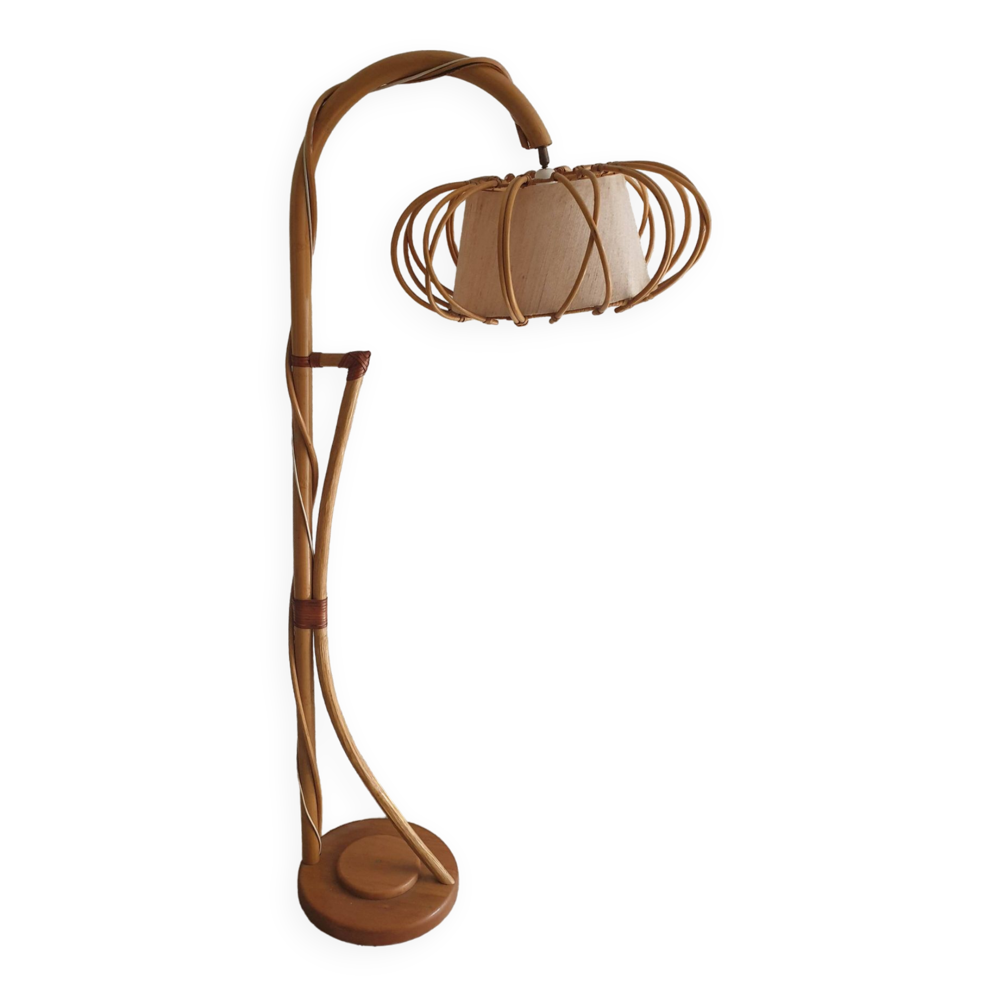 Bamboo floor lamp by Louis Sognot 60's