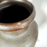 Large Art Deco vase in patinated brass, relief decoration of birds – year