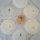 6 assiettes plates anciennes dépareillées terre de fer