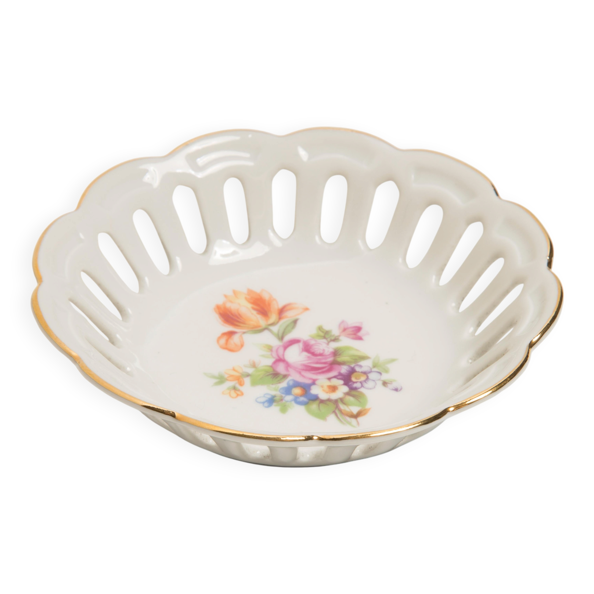 Vintage Decorative Plate Flowers, Germany, 1970s