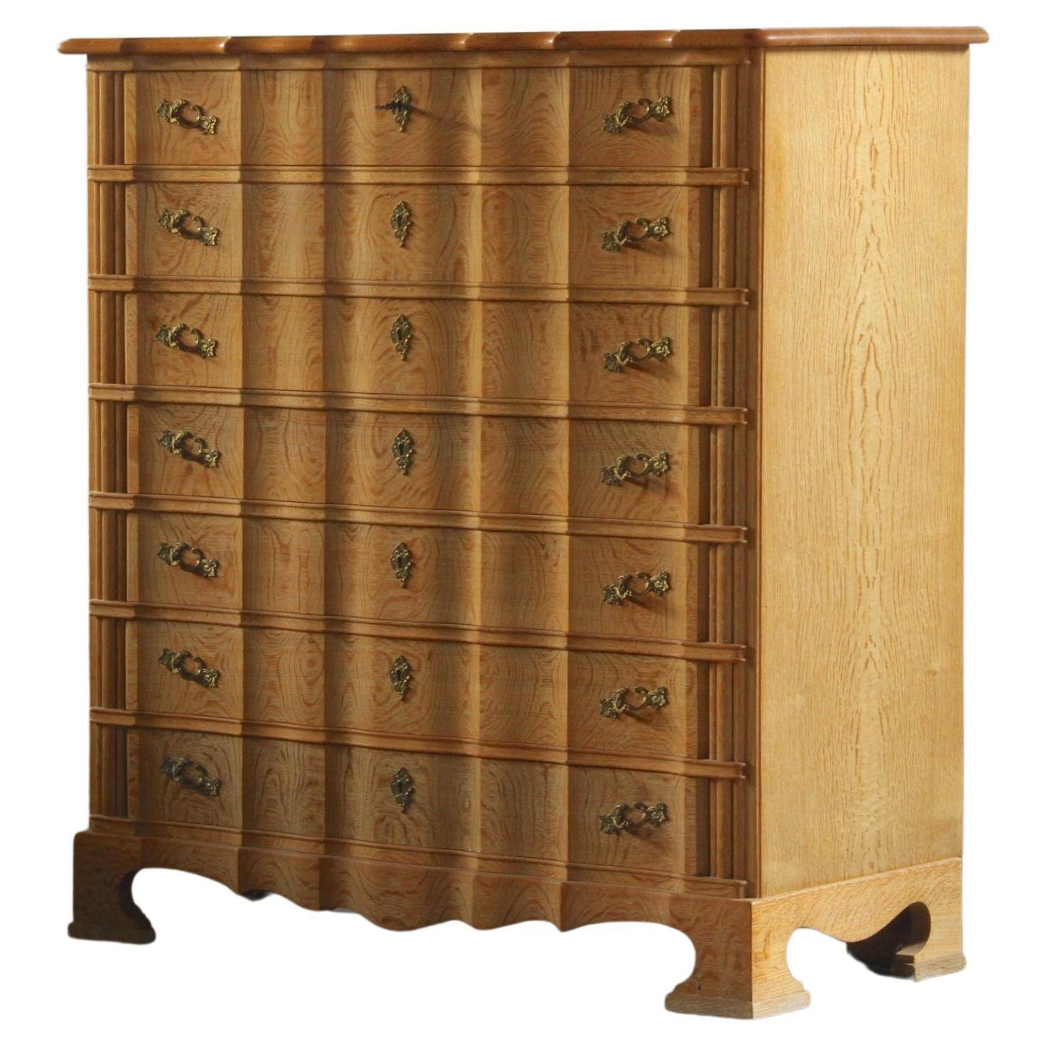 Vintage Mid-century Baroque Style Danish High Boy Brutalist Dresser 1960s