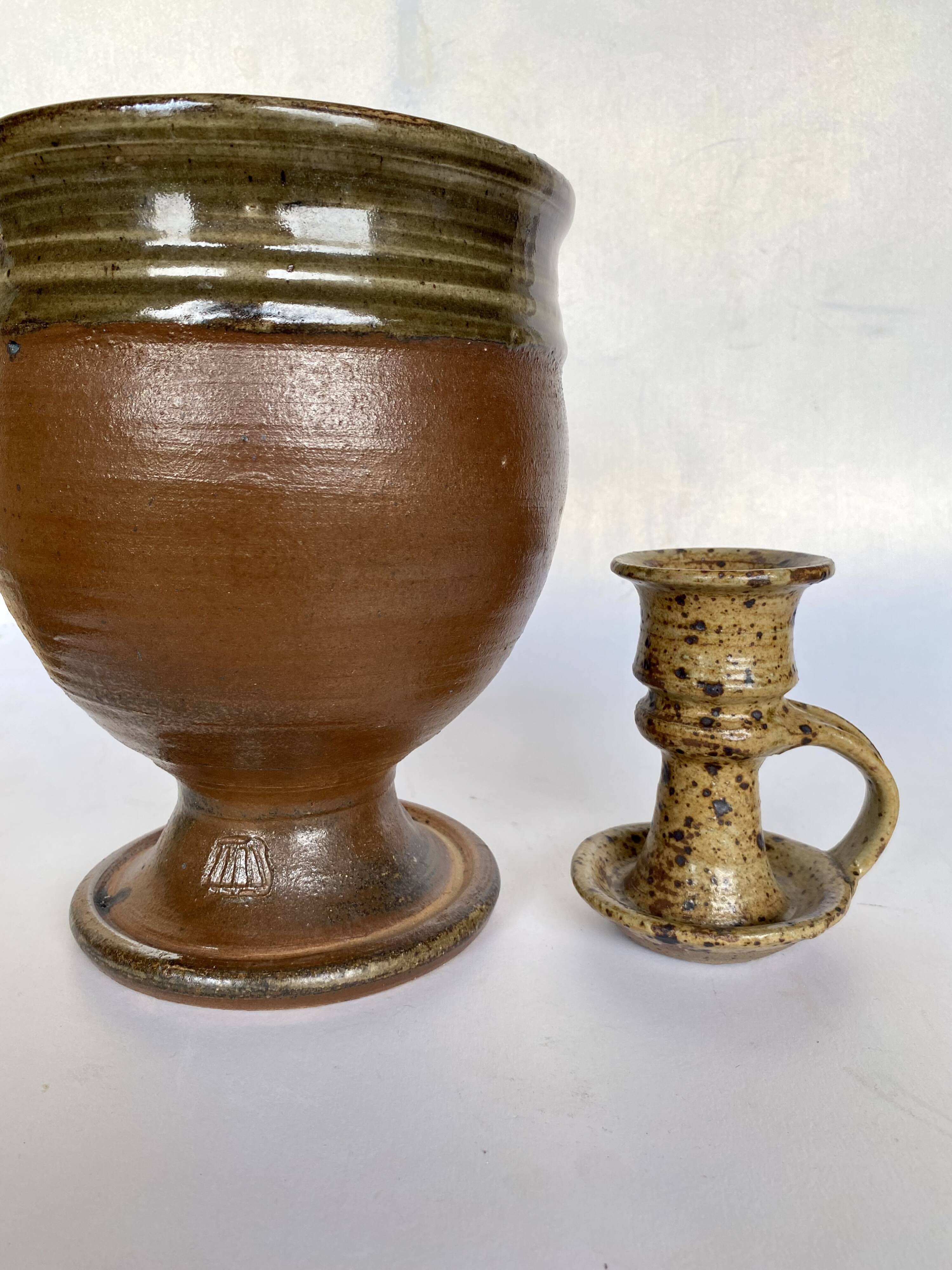 G.Tiffoche stoneware candlestick