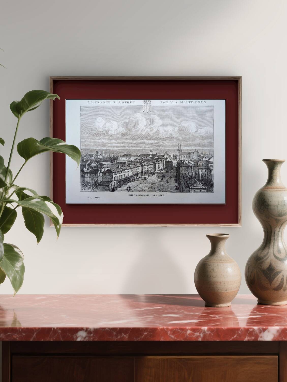 Châlons-en-Champagne, vintage engraving, printed in 1883.
