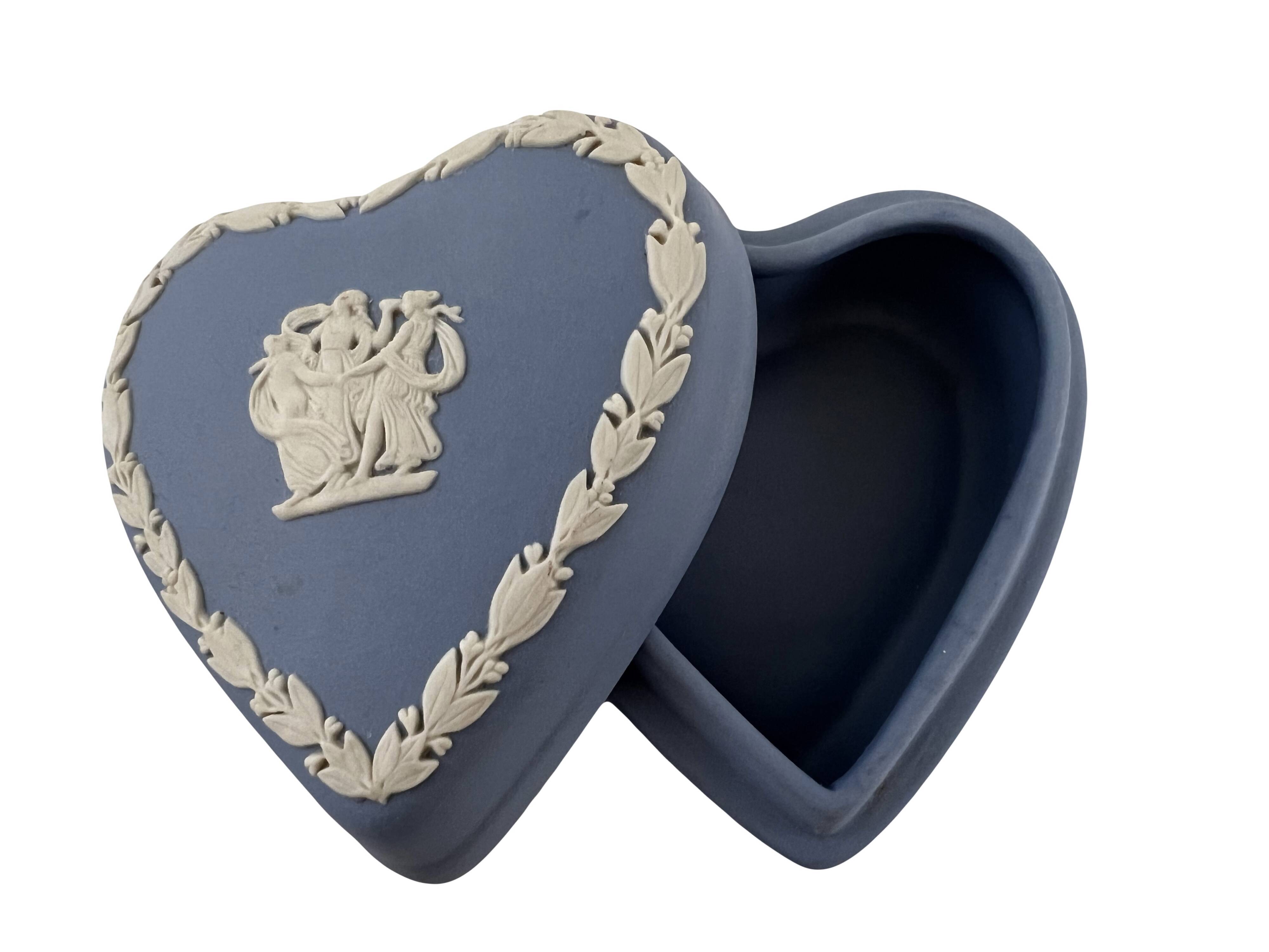 Blue heart jewelry box Wedgwood jasper ware