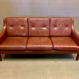 3-seater leather sofa Scandinavian design 1950.