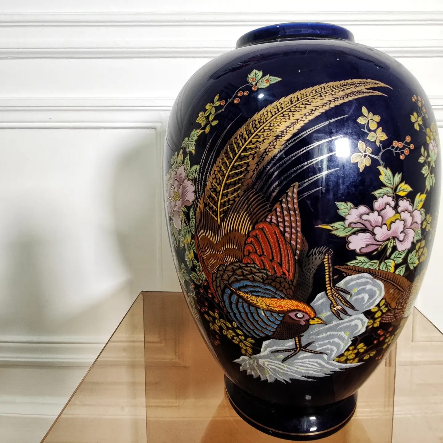 Vase chinois motifs oiseaux
