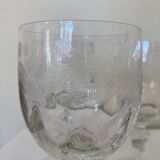 Set of 7 water glasses engraved crystal from Portieux