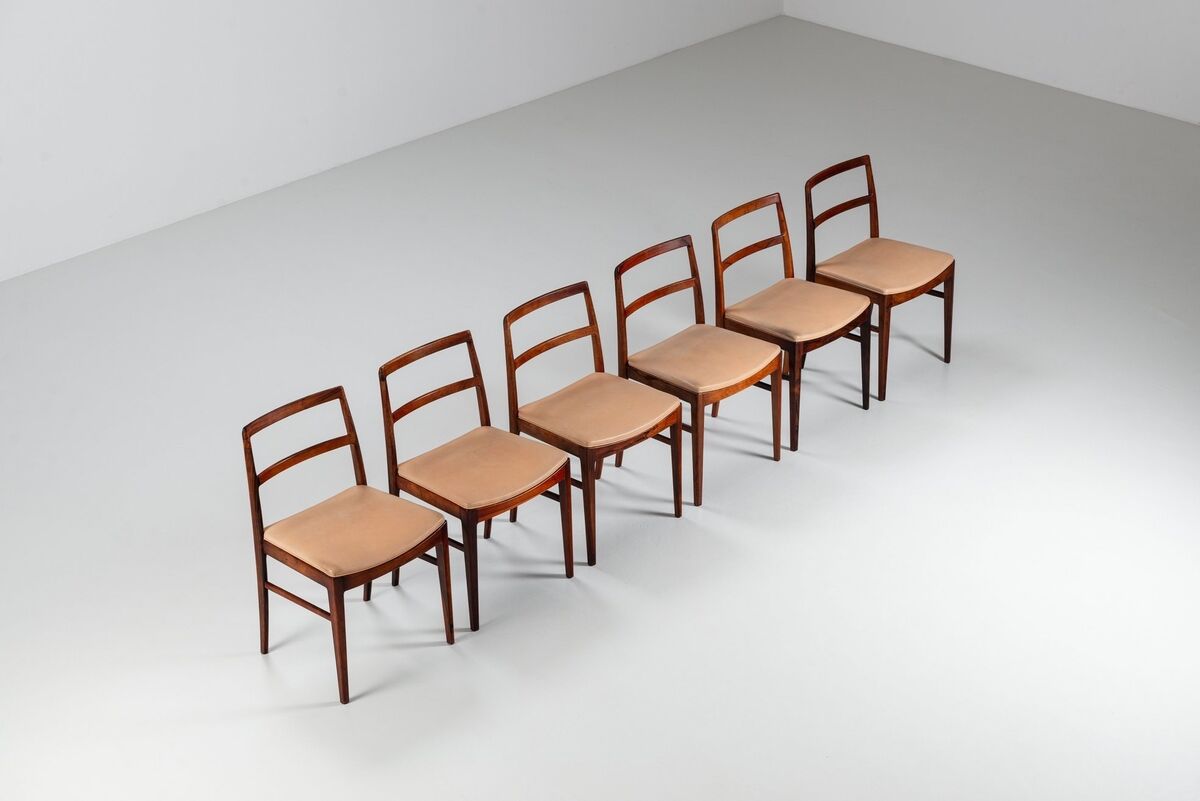 Arne Vodder model 430 dining chairs rosewood Sibast Mobler Denmark 1960