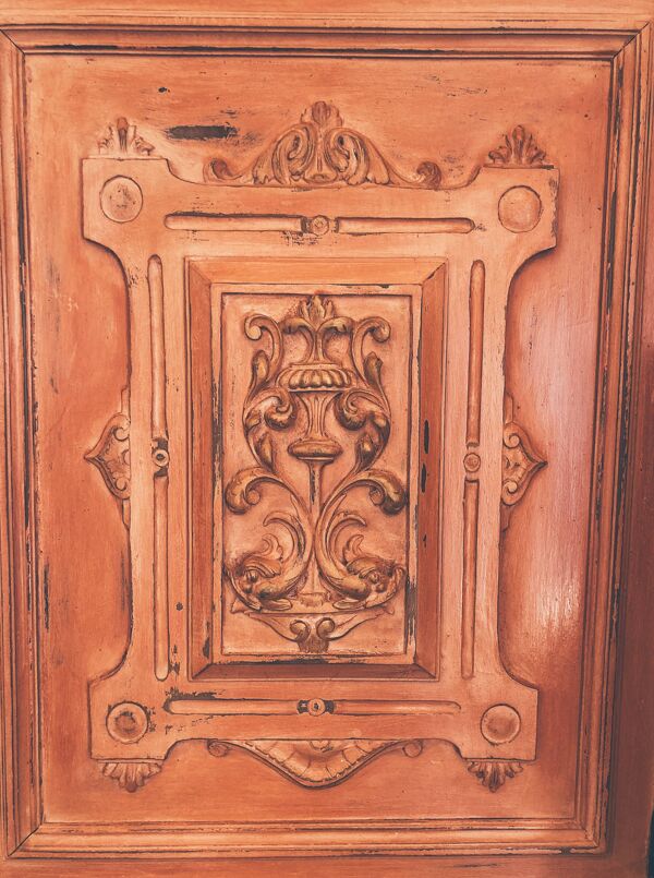 Panneau de porte en bois ancien peint à la main, pièce unique