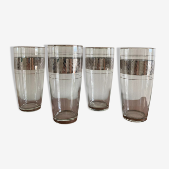 4 glasses with orangeade silver décor