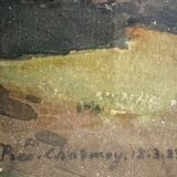 Old painting, rural landscape signed and dated.