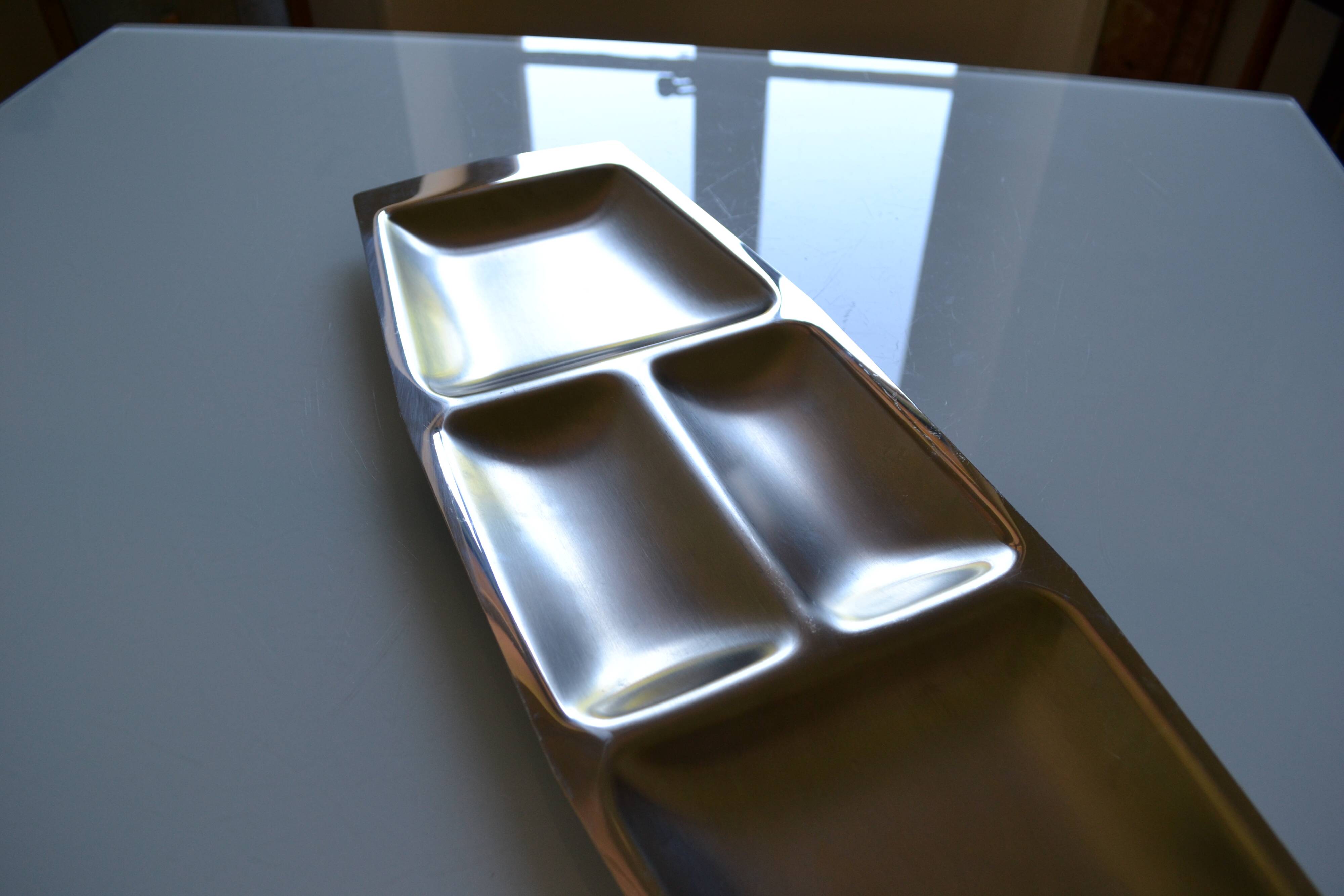 Chichester plate England in brushed stainless steel 1970s