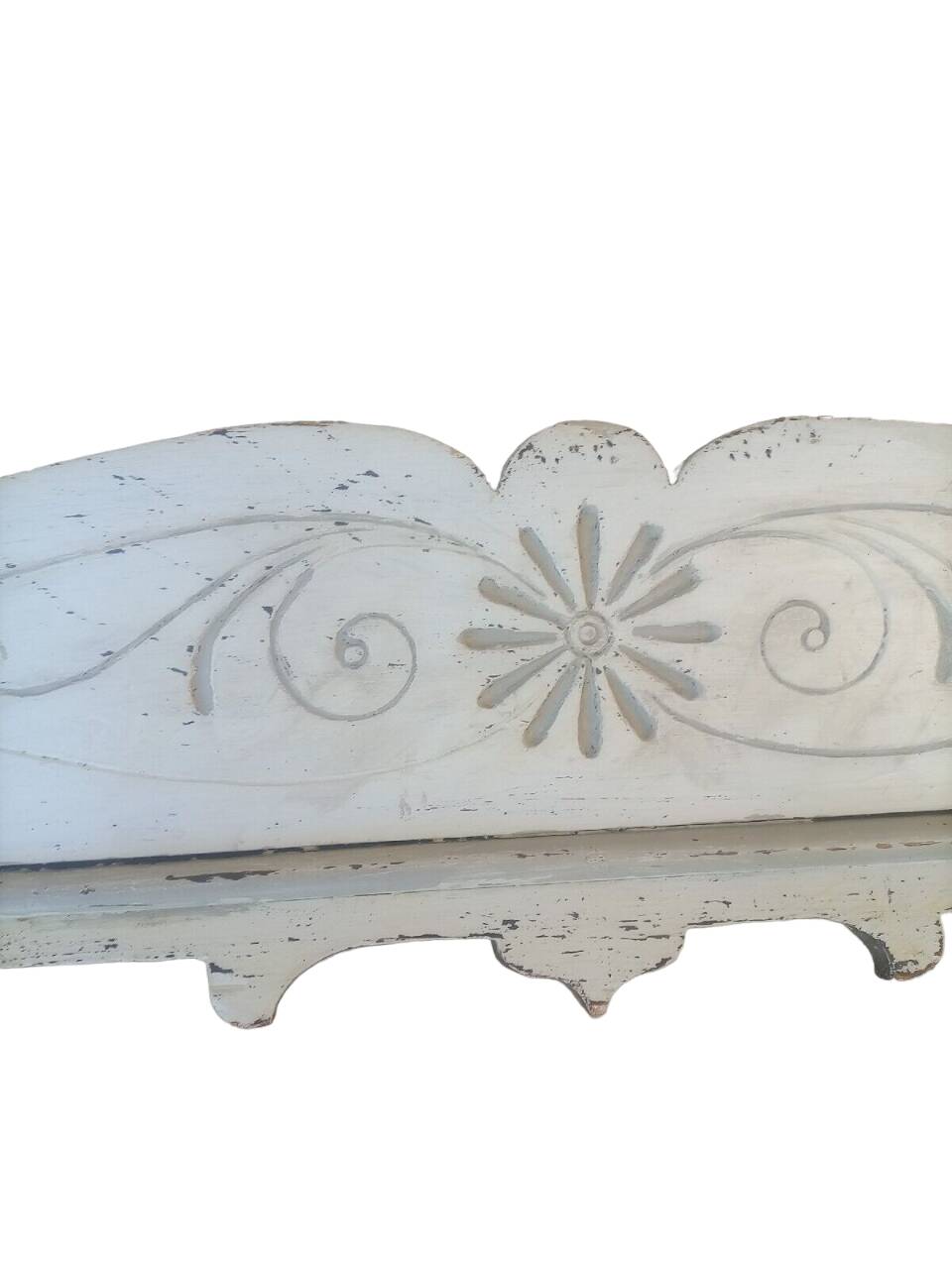 Antique Liberty painted, shaped and engraved wooden flowerpot holder