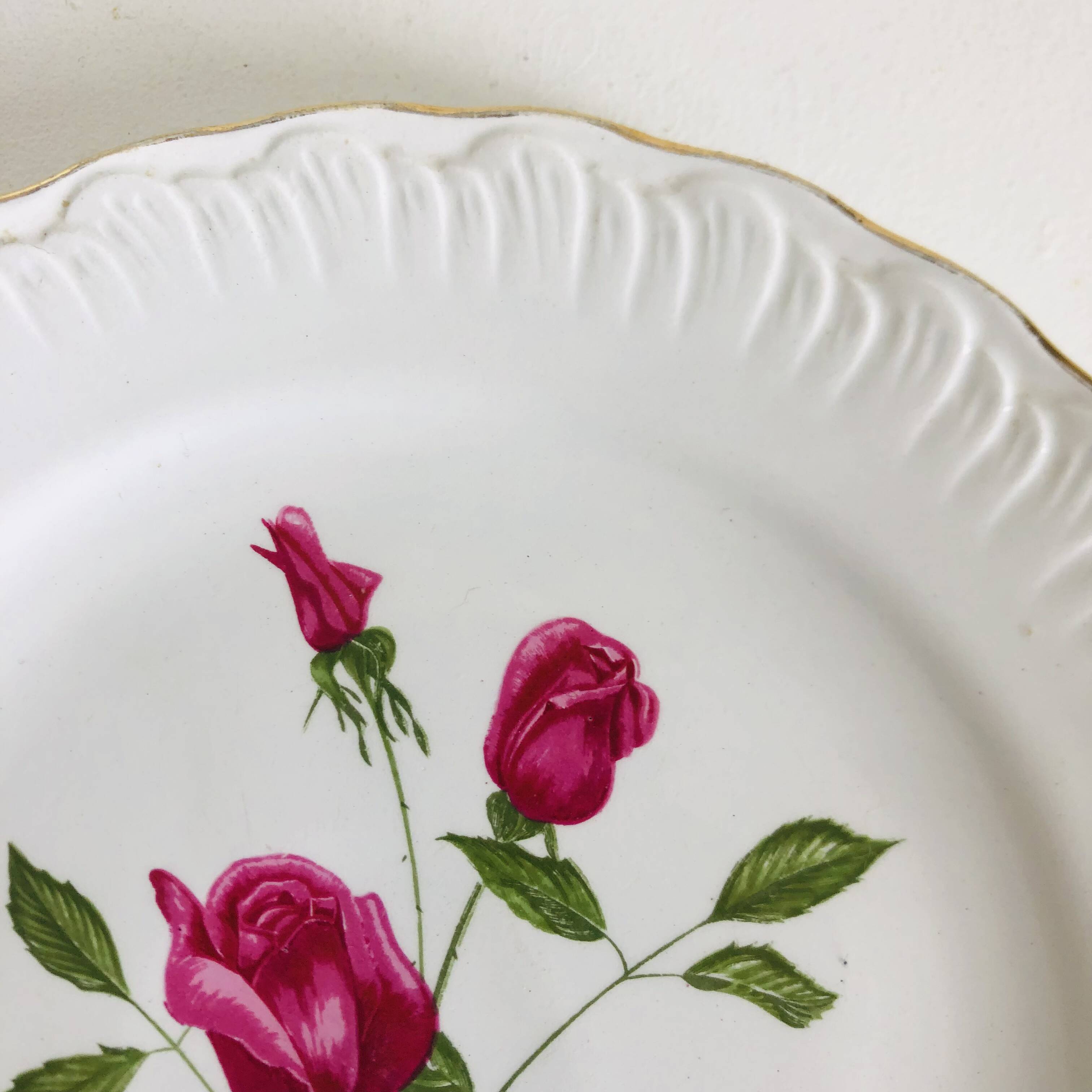 Plate by Amandinoise with a floral art deco rose motif.