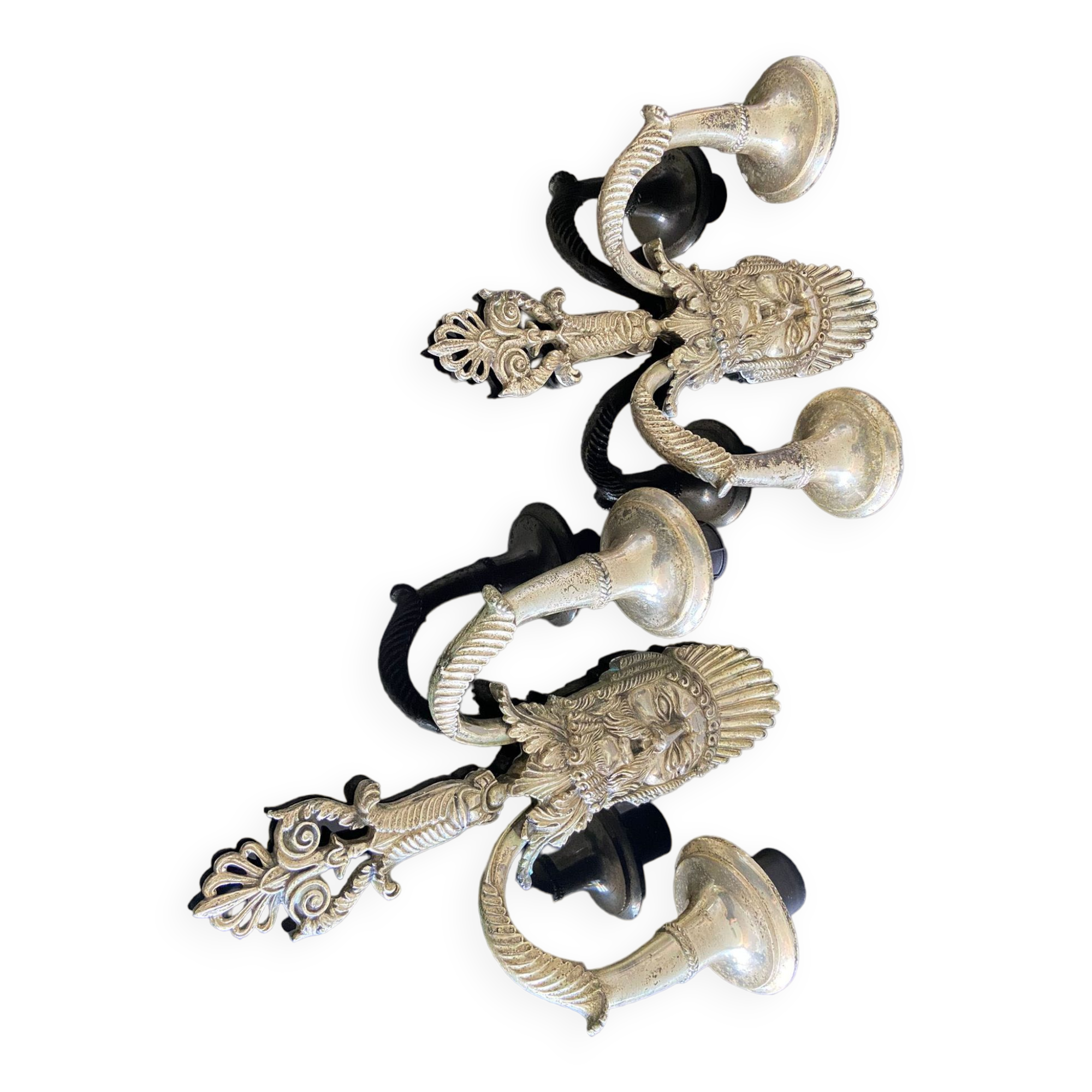 Wall lamp Mascherone Tragedia Greca in silver cast alloy