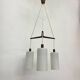 Mid-century design pendant lamp teak and opaline glass , 1970s