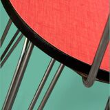 4 red Formica chairs with Eiffel legs 1950