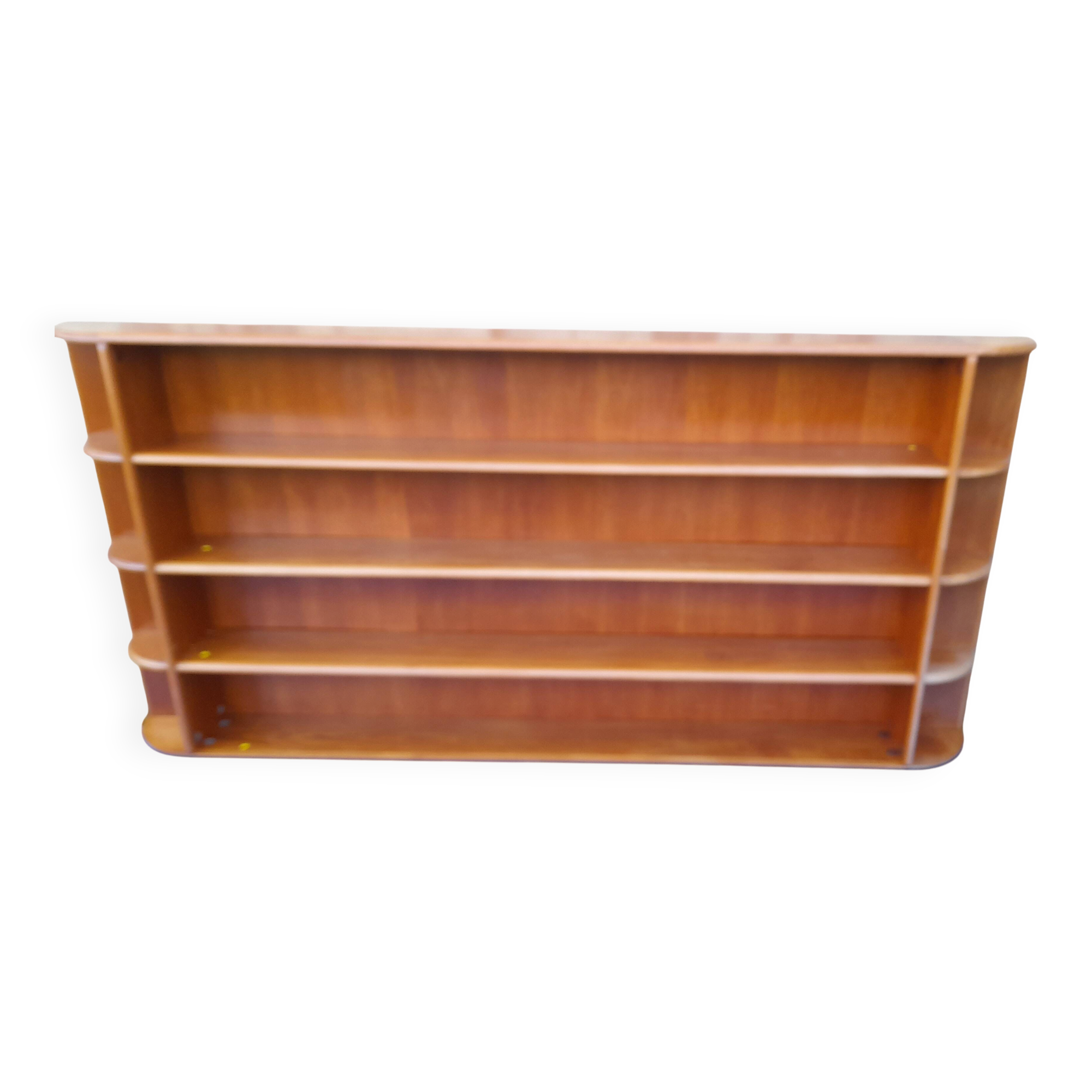 Scandinavian wall shelf in teak veneer L 229 cm