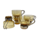 Coffee cups x5 - amber glass and metal handle - Made in Italy