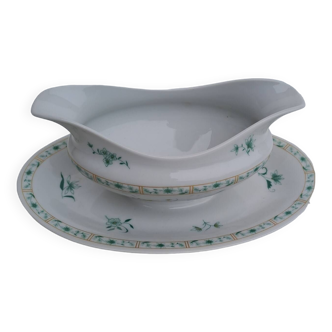 Saucière en porcelaine de Limoges Bernardaud modèle Pékin