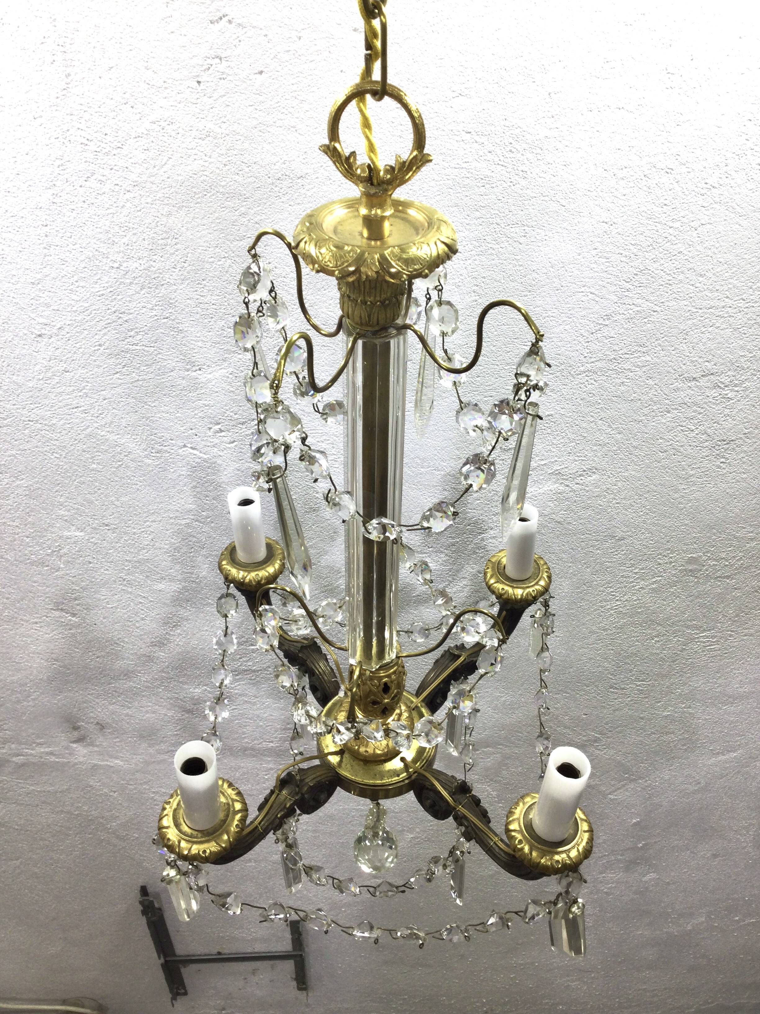 4-light bronze Napoleon III chandelier