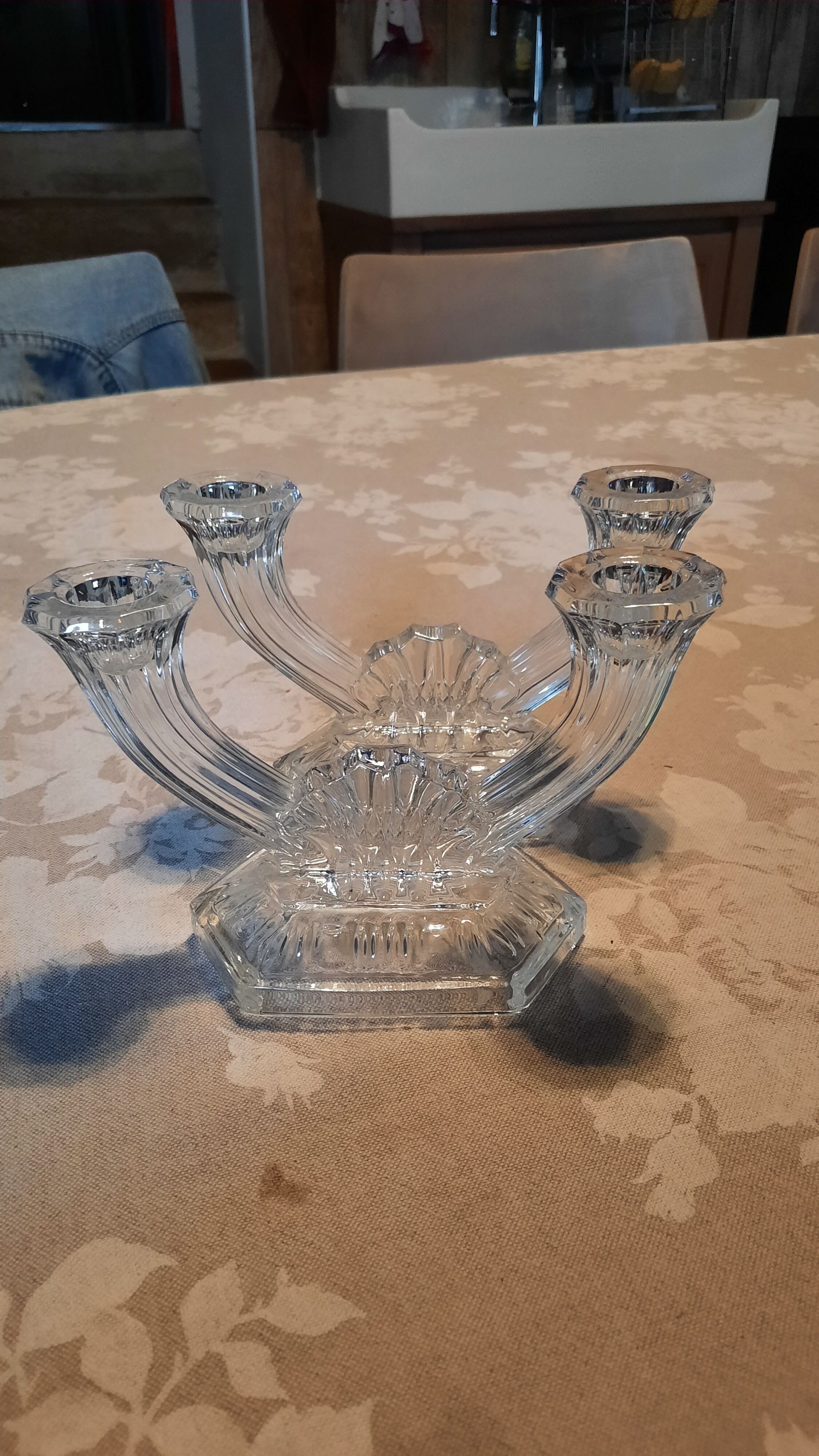 Pair of glass candle holders