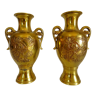 Pair of Japanese Meiji gilded bronze vases late 19th century early 20th century