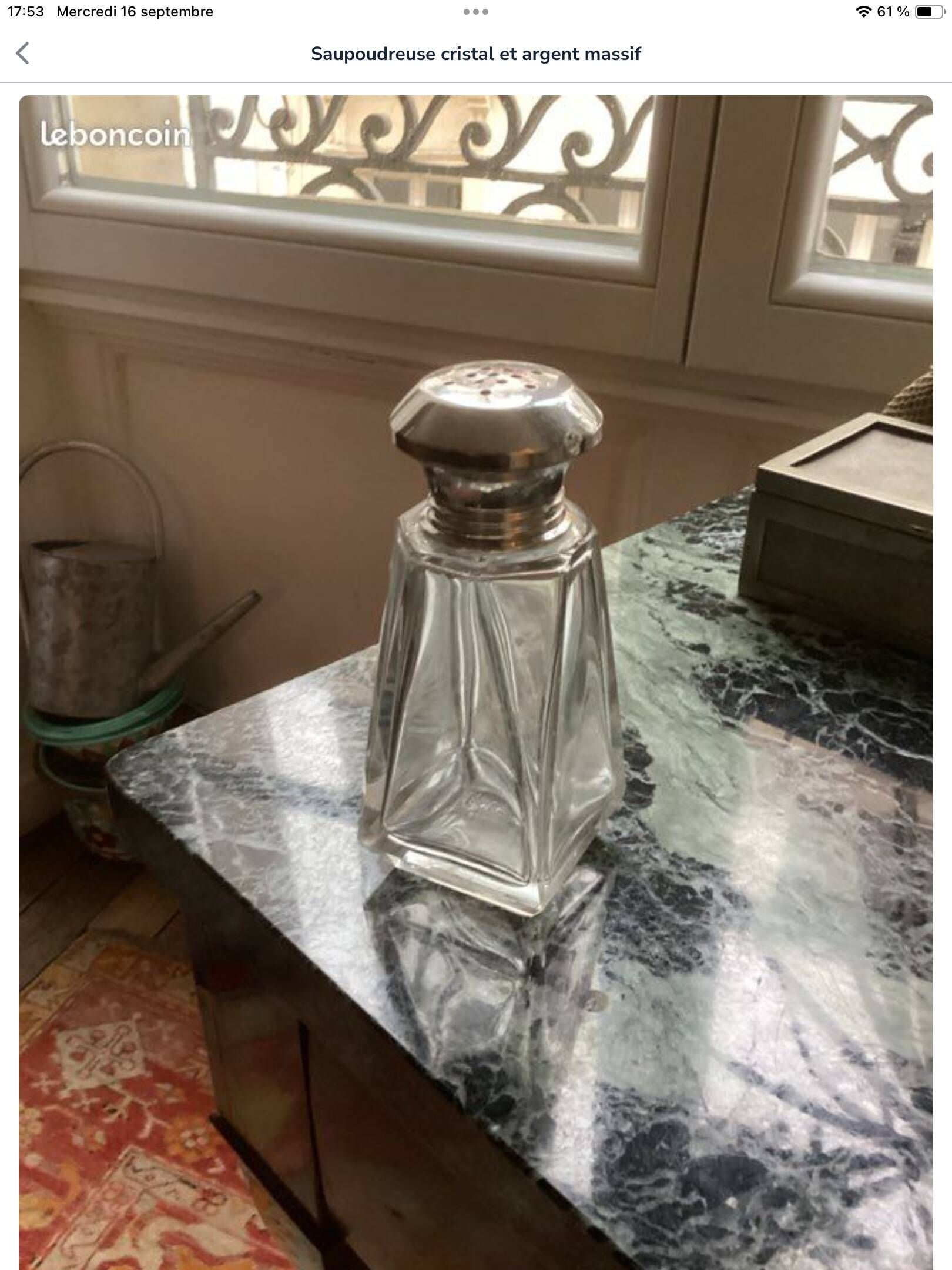 Art Deco crystal silver-plated sugar shaker