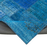 Handmade Anatolian Overdyed 206 cm x 298 cm Blue Patchwork Carpet