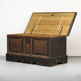 Very large painted folk art rustic farmhouse bridal chest / dresser