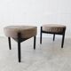 Danish mid century stools on a three-legged wooden frame
