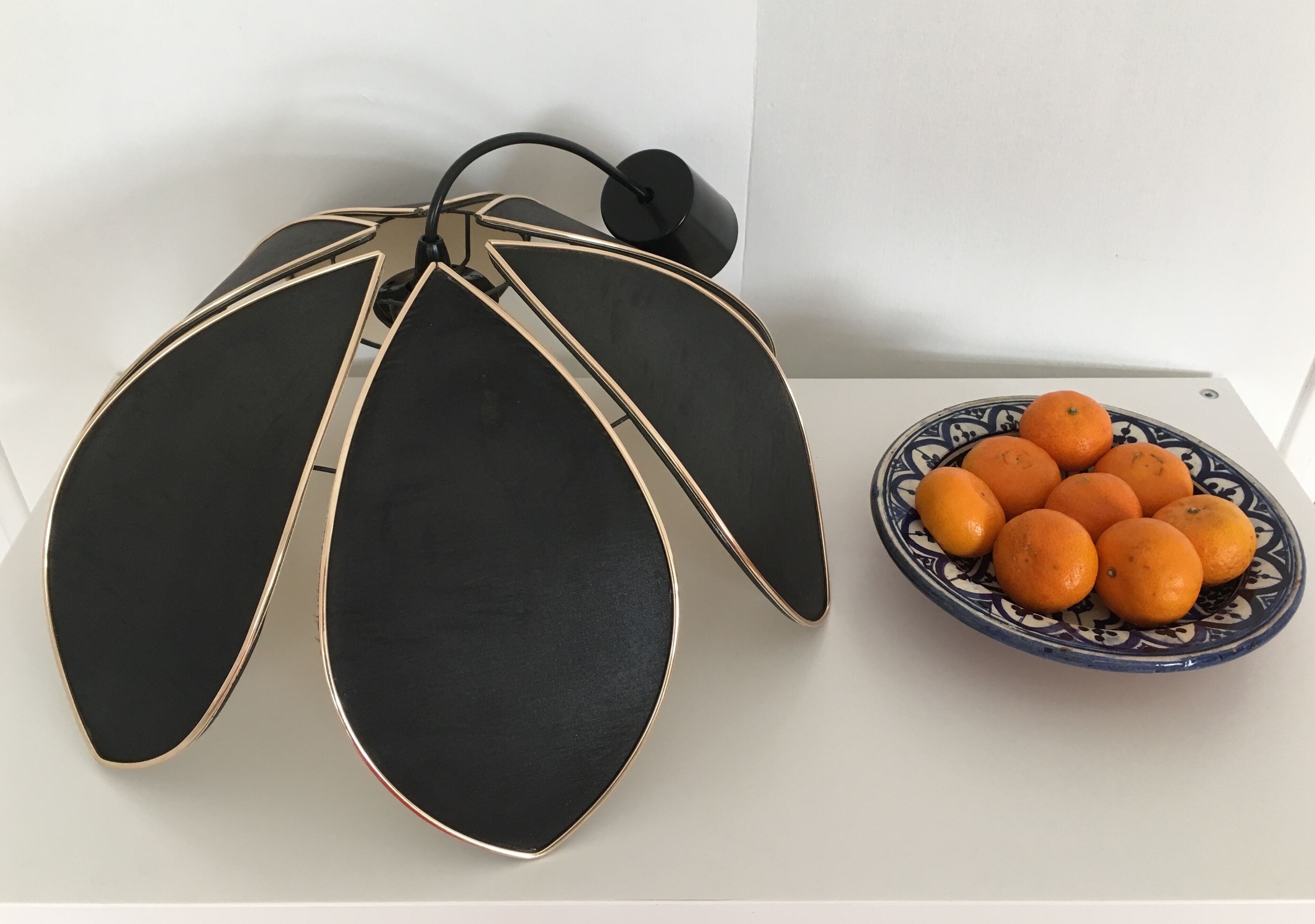 Lotus flower suspension in black fabric 70 's