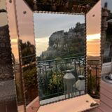 Beautiful coppered vintage Art Deco mirror, signed and dated