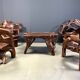Large olive tree root chair set, 1960s