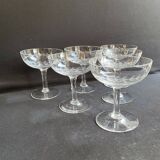 6 Blown and Cut Champagne Glasses