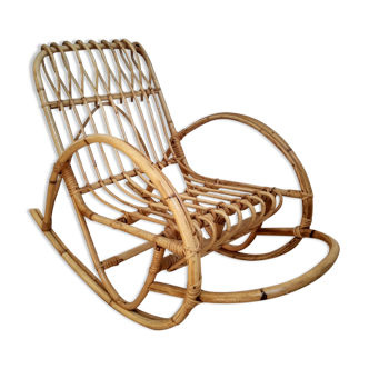 Rocking chair enfant en rotin - vintage