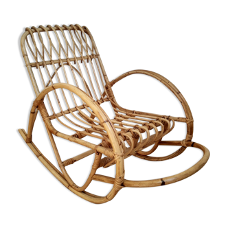 Rocking chair child rattan - vintage