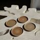 Set of 4 hand-painted Pornic stoneware plates D21