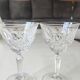 Lot 4 x White wine glasses with flared necks. Crisscross/water drop patterns..