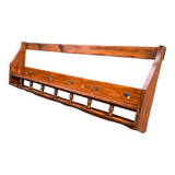 Solid wood wall shelf with 6 hooks coat rack