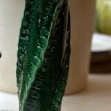 Large sculptural candle holder twist turned glazed ceramic Green prof
