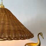 Vintage wicker lampshade suspension