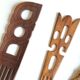 Set de 6 peignes ethniques en bois années 70