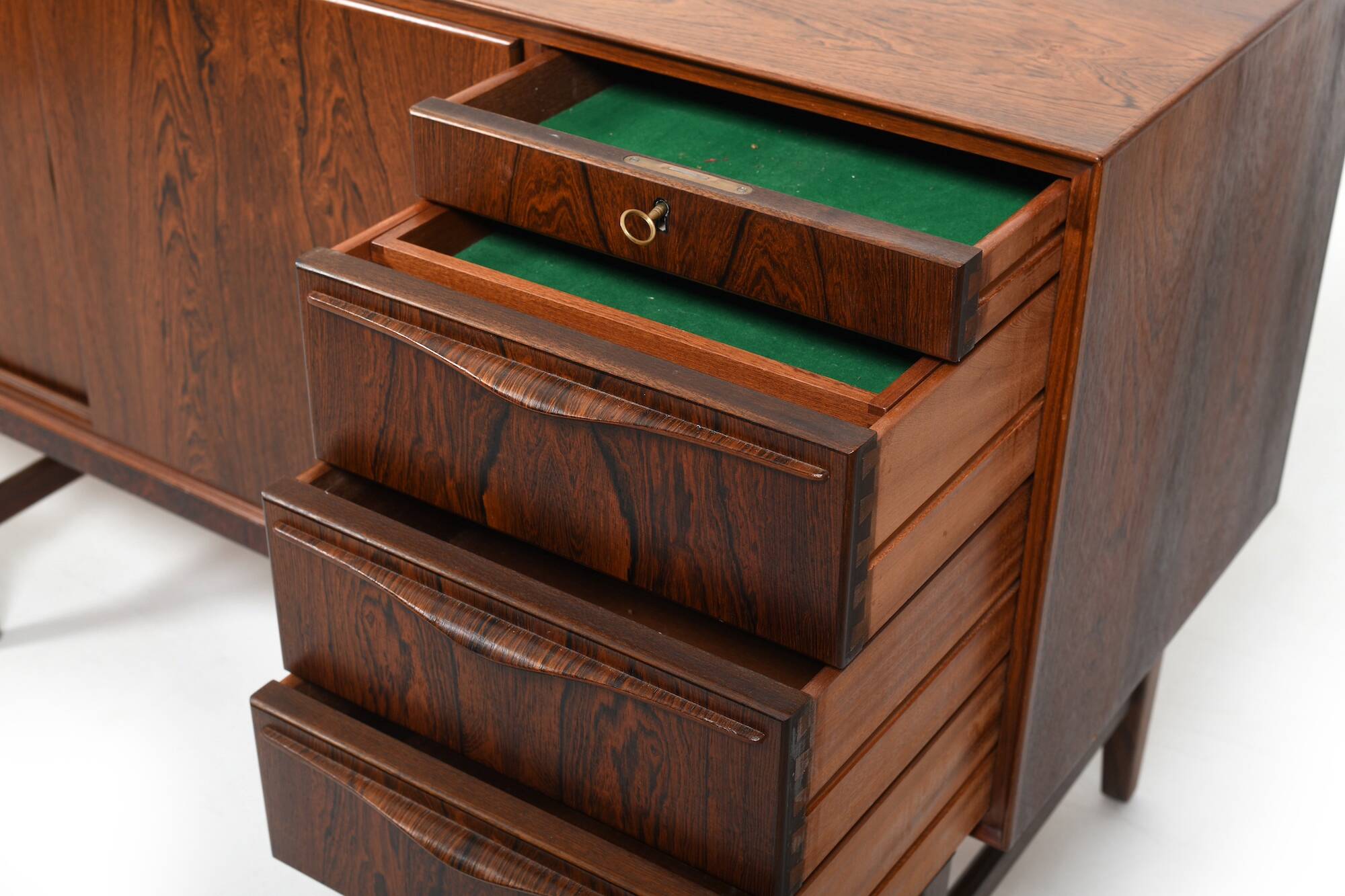 High Quality Danish Sideboard with Brass Handle Inlays 1950s