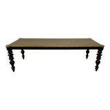 Table à manger style classique en bois, pieds noirs, 12 couverts