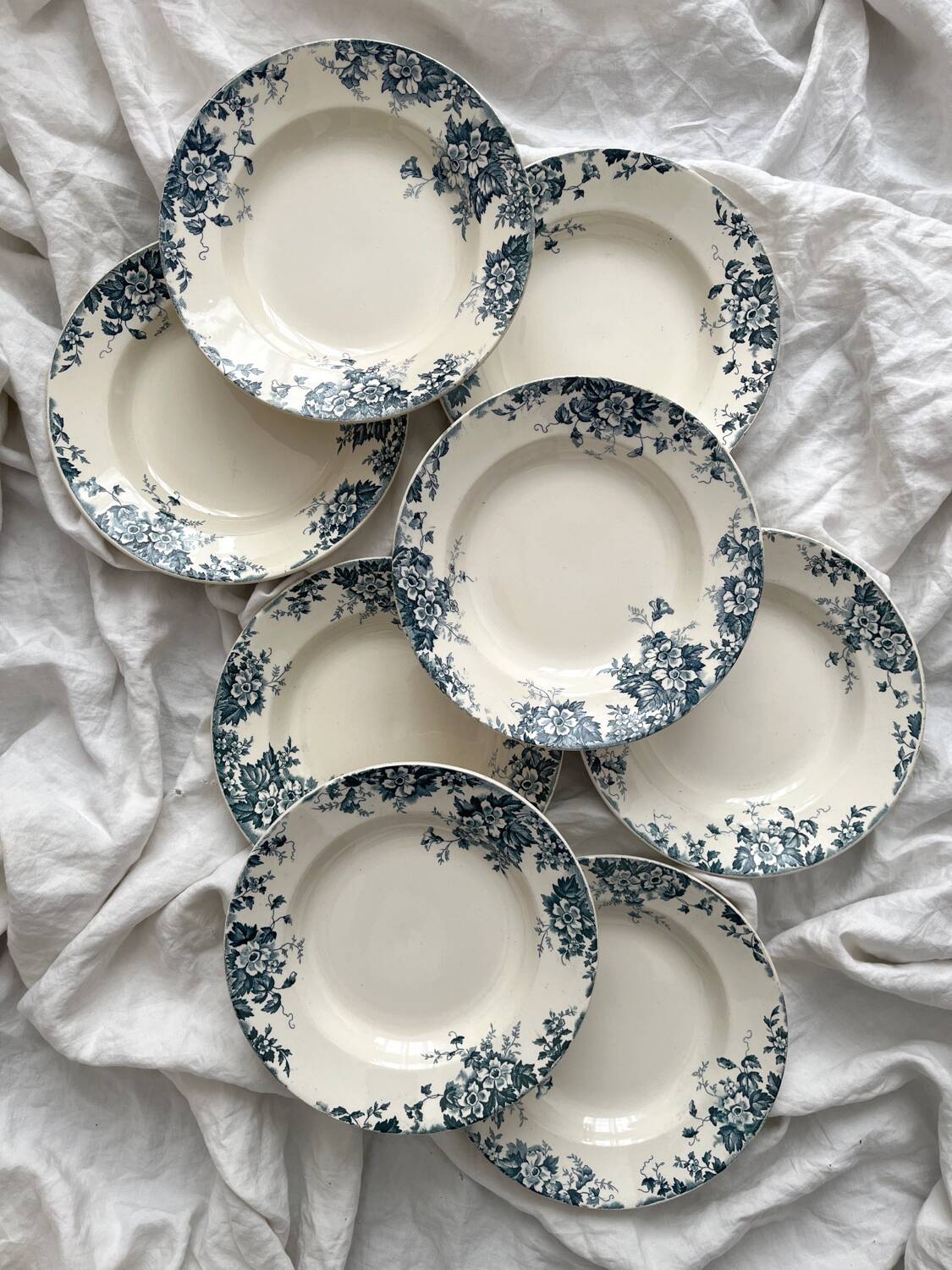 8 “Marie Louise” ironstone soup plates from Saint Amand and Hamage